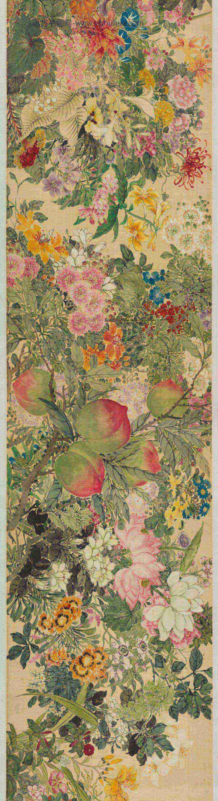 张熊_设色百花图轴_