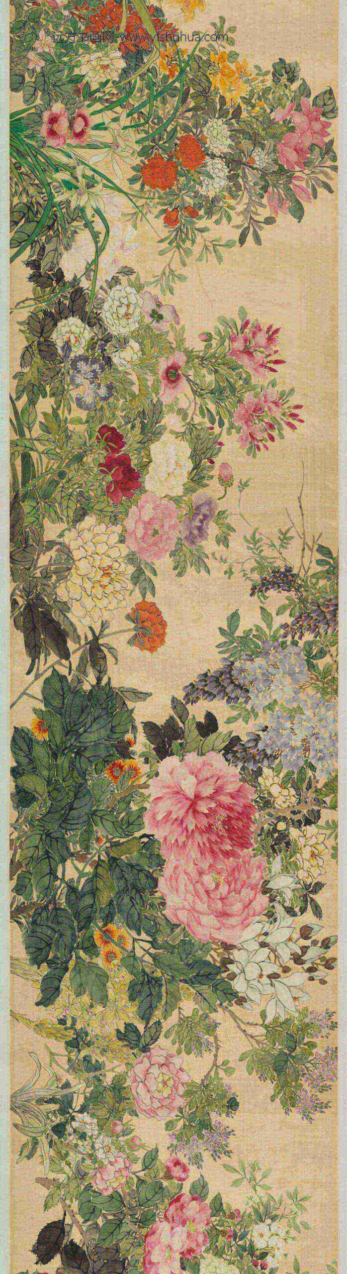 张熊_设色百花图轴_