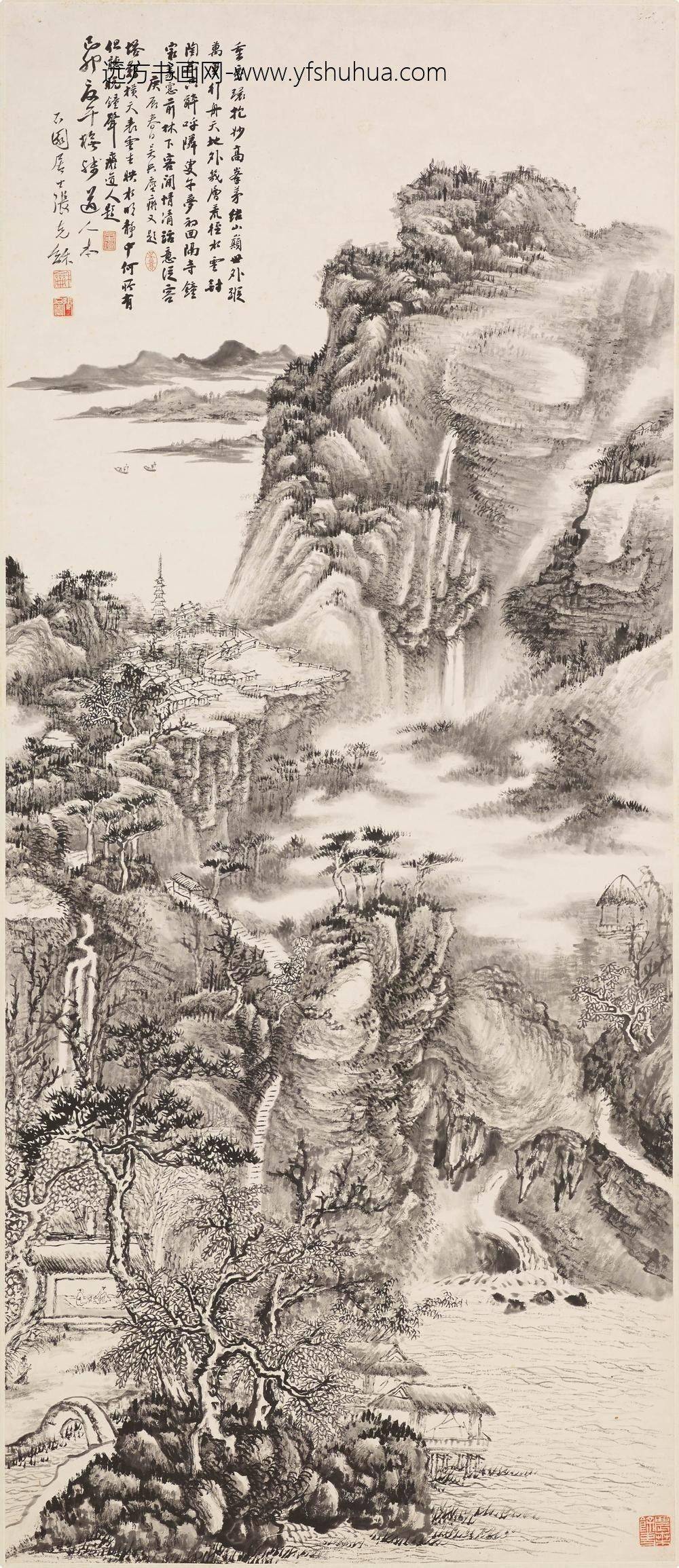 张石园_仿髡残山水图轴