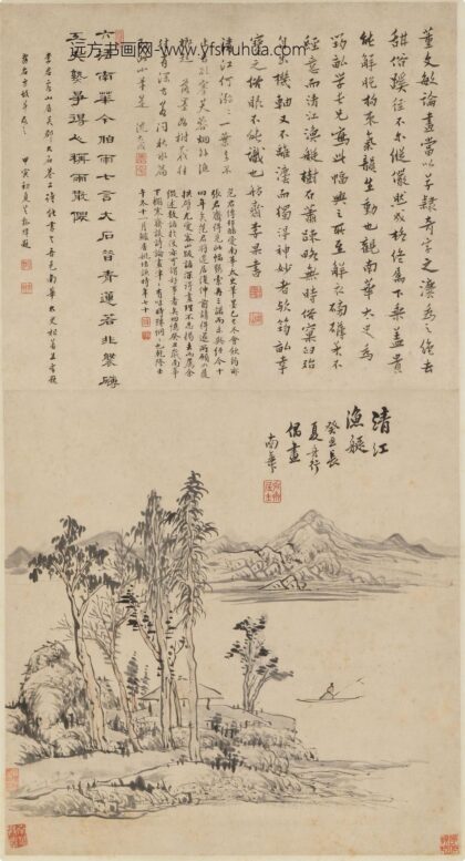 张鹏翀 清江渔艇图轴.jpg