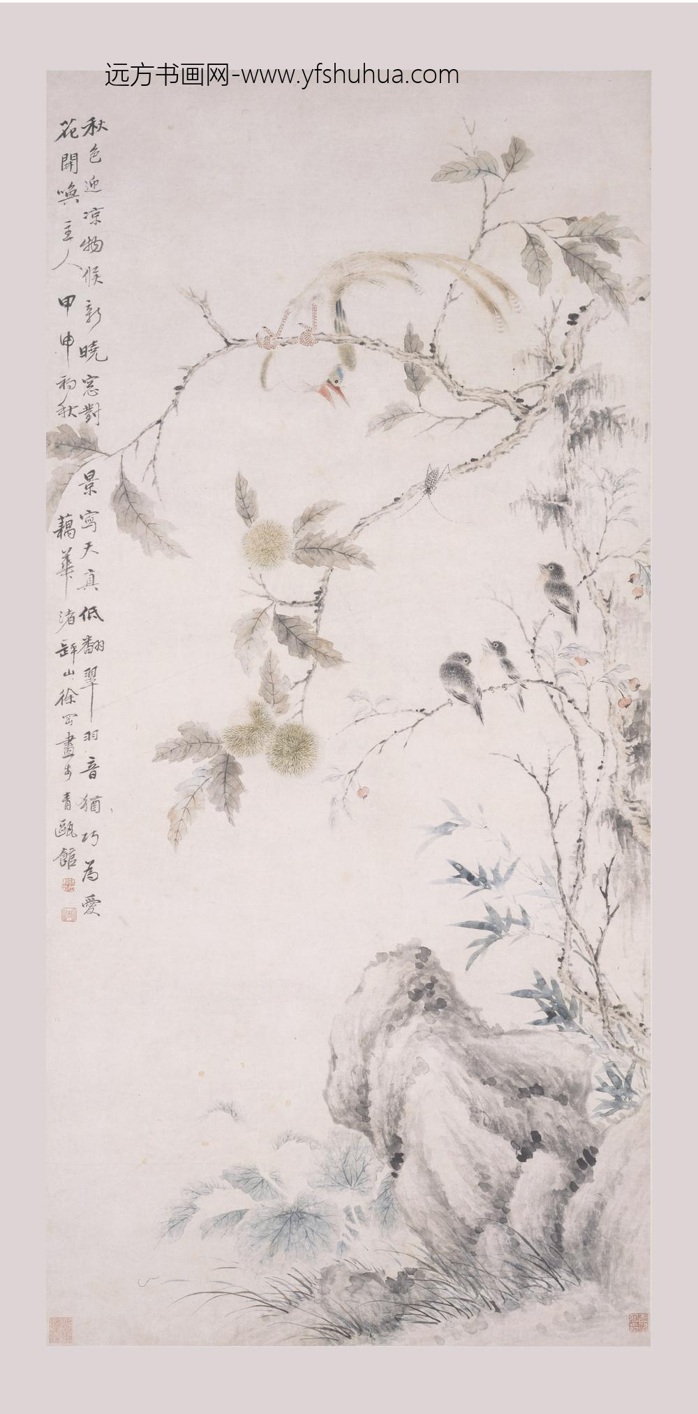 徐冈_秋晓翠羽图轴