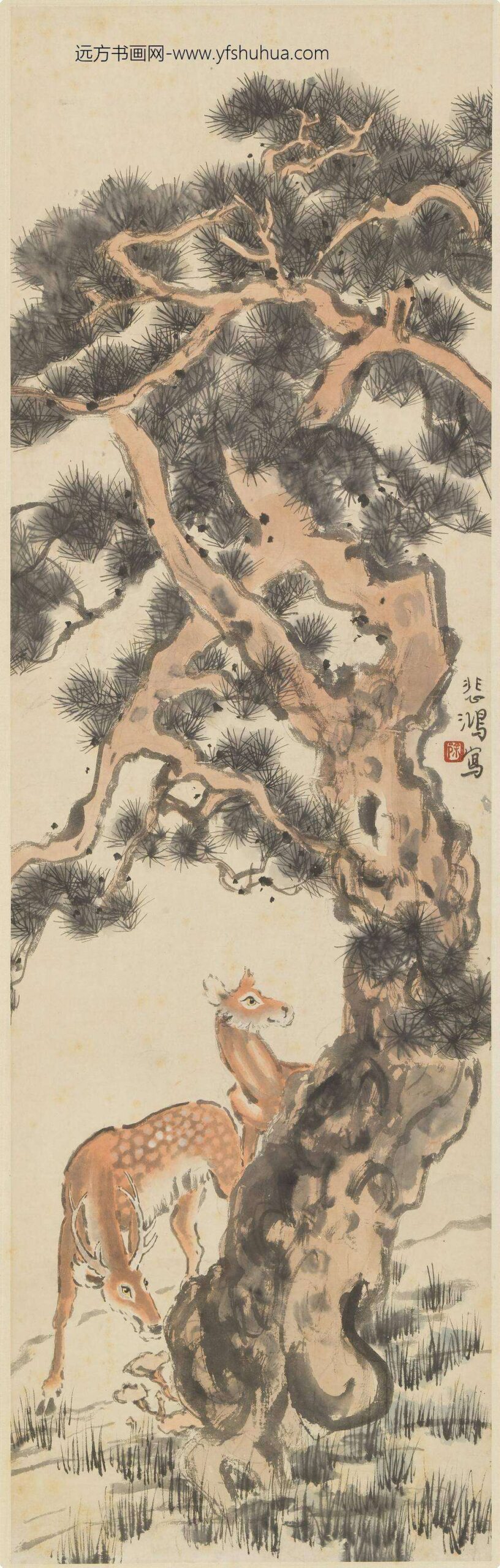 徐悲鸿_松鹿图轴