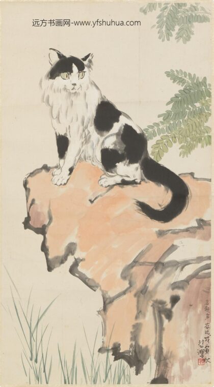 徐悲鸿 猫石图轴.jpg