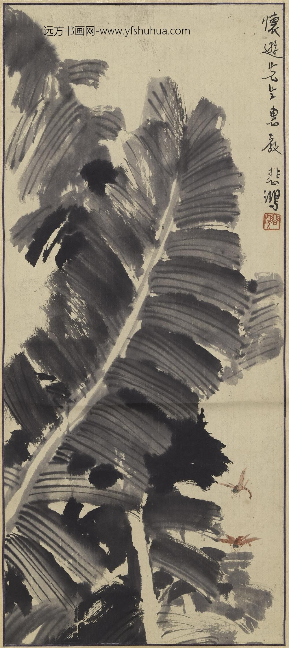 徐悲鸿_蕉叶蜻蜓图轴