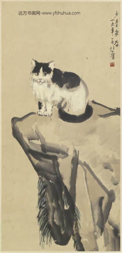 徐悲鸿 设色猫图轴.jpg