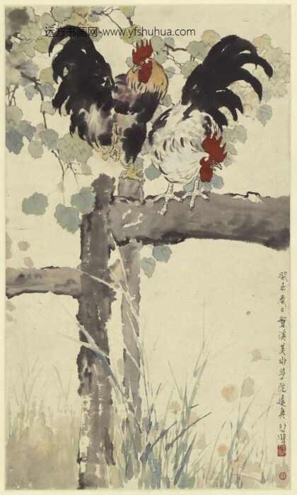 徐悲鸿 设色雄鸡图轴.jpg