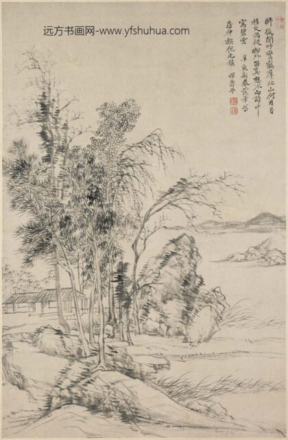 恽寿平 仿倪瓒山水轴.jpg