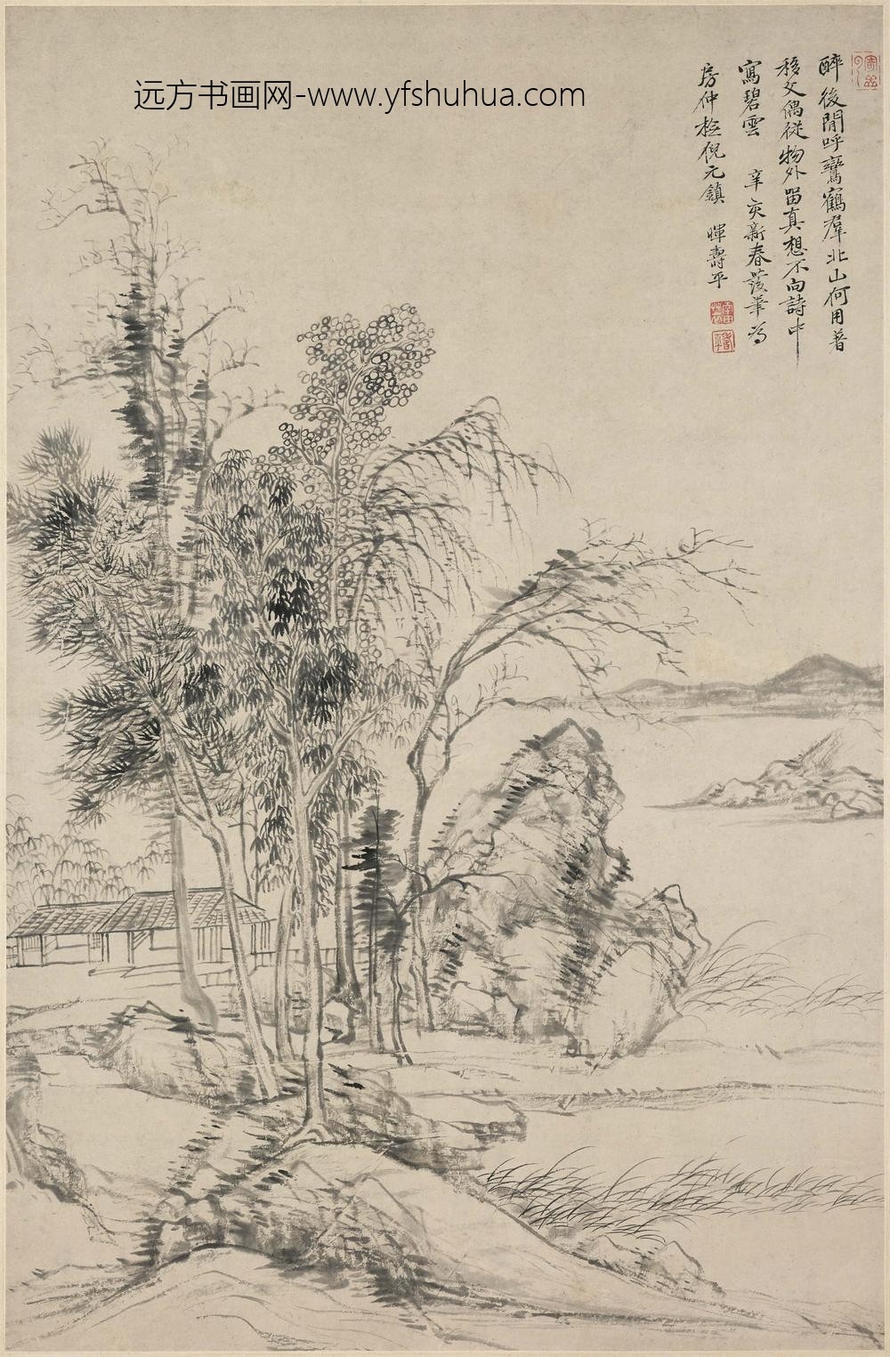 恽寿平_仿倪瓒山水轴