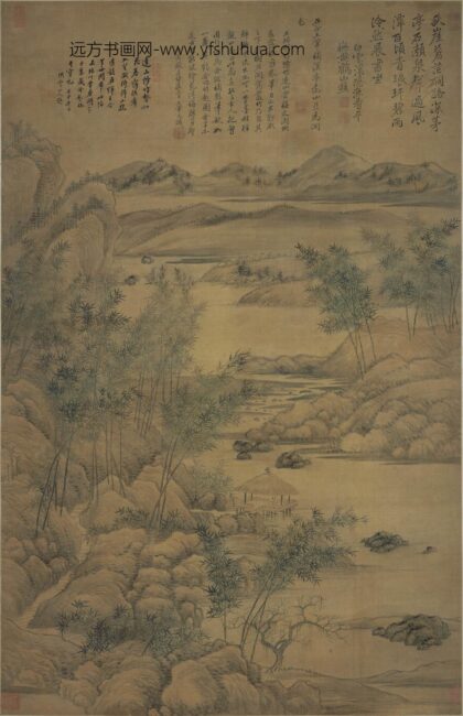 恽寿平 王翚修竹远山图轴.jpg