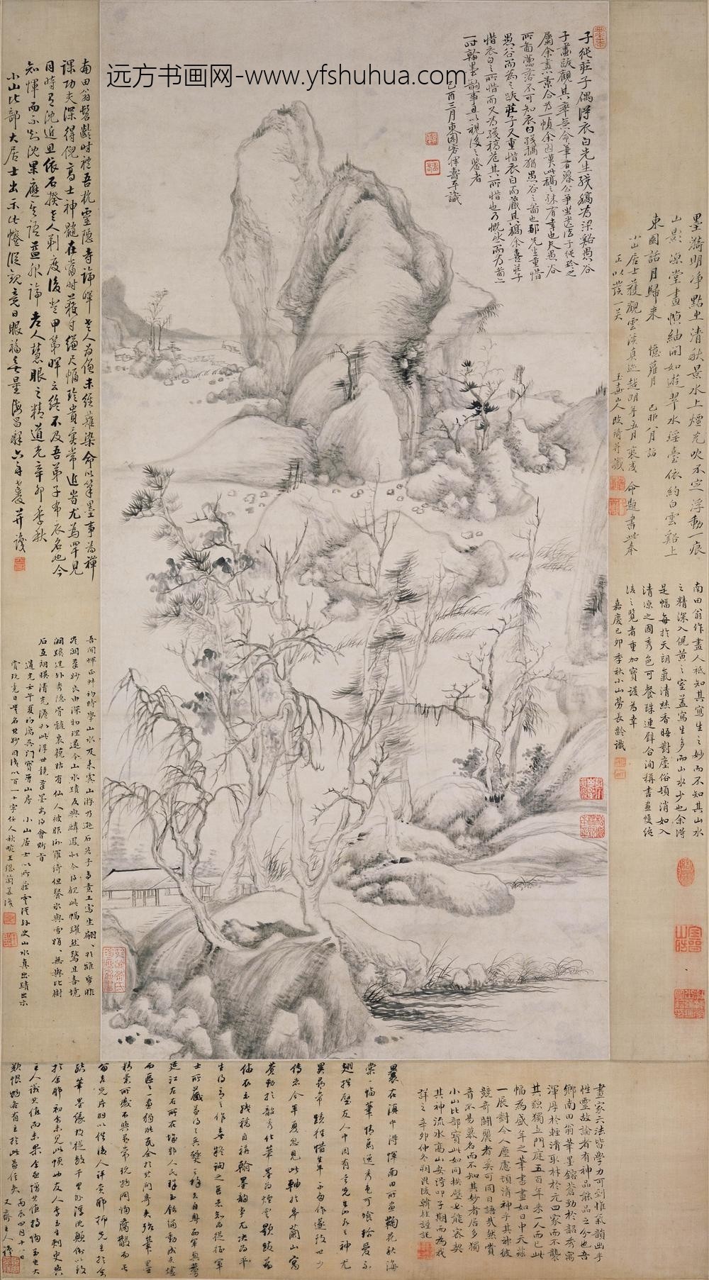 恽寿平_秋林老屋图轴