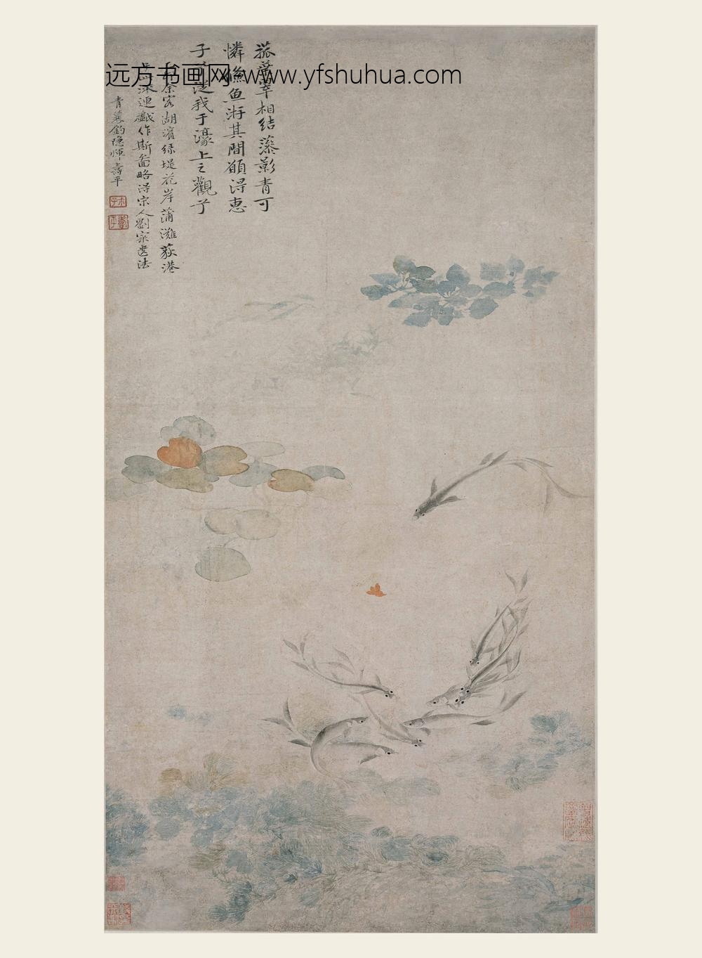 恽寿平_落花游鱼图轴