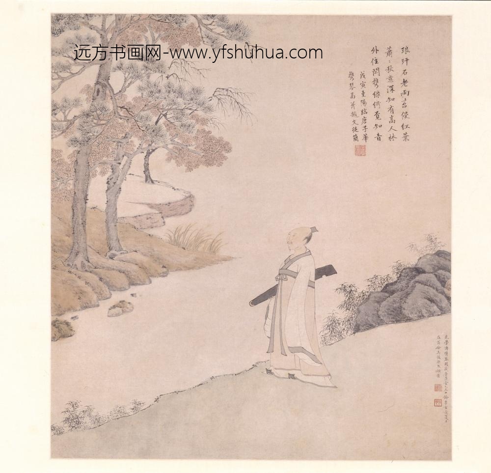 文从简_携琴图轴