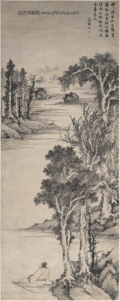 文徵明（文征明） 溪山泛棹图轴.jpg