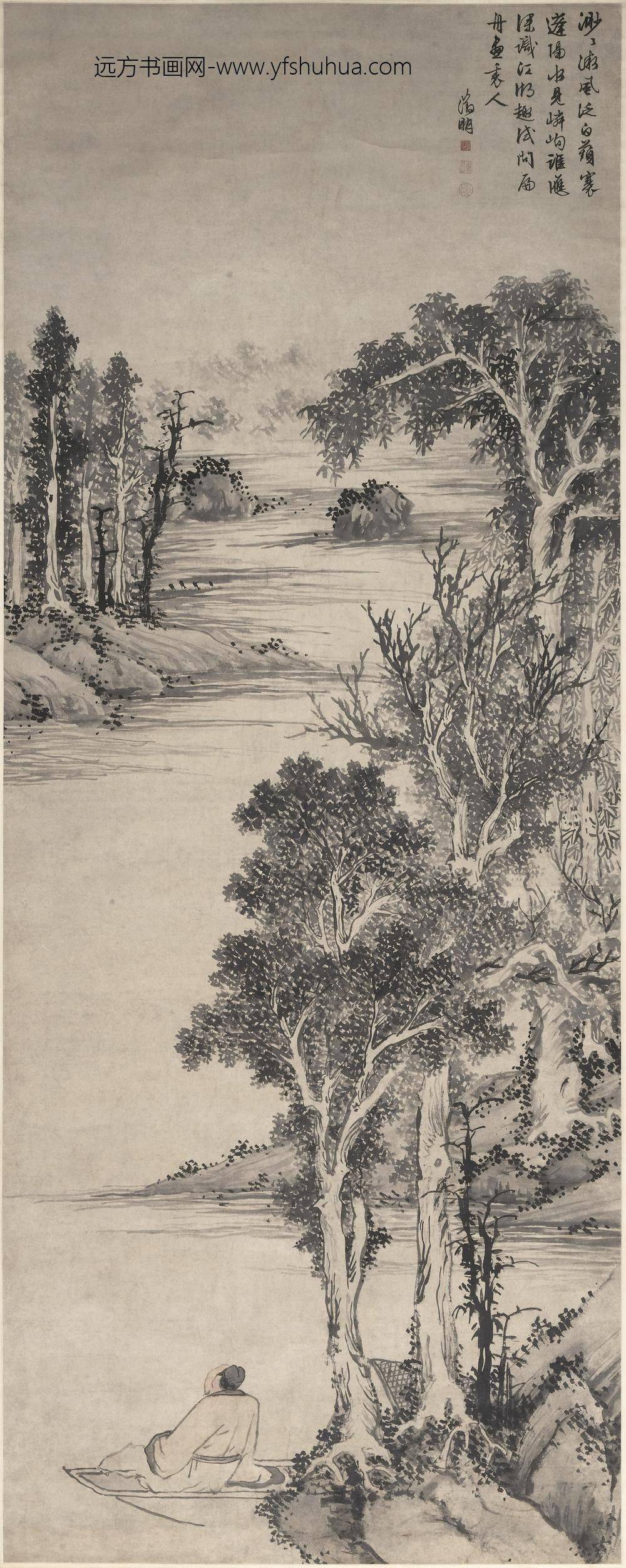 文徵明（文征明）_溪山泛棹图轴