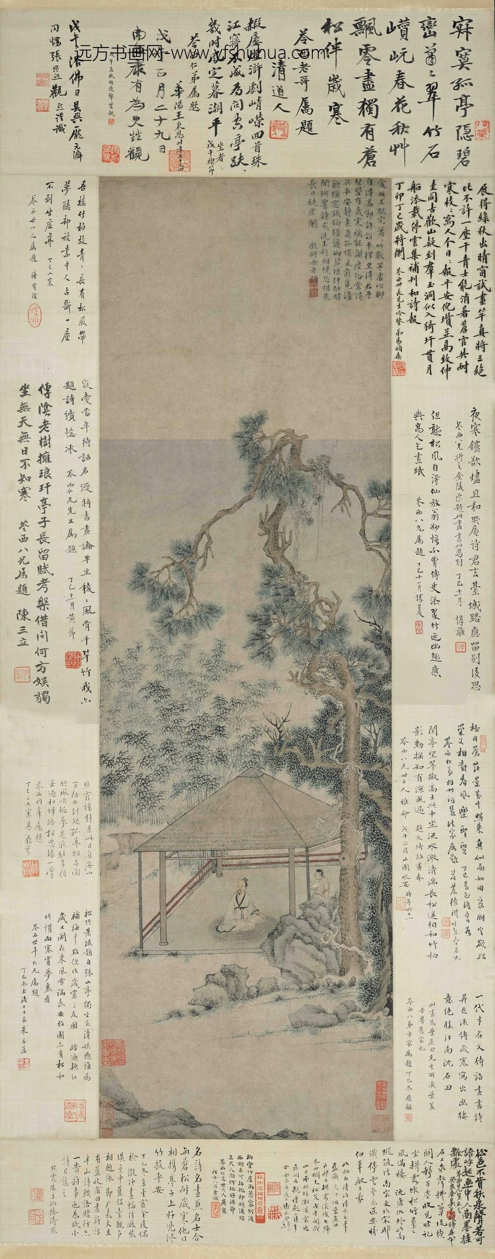 文徵明（文征明）_茅亭趺坐图轴