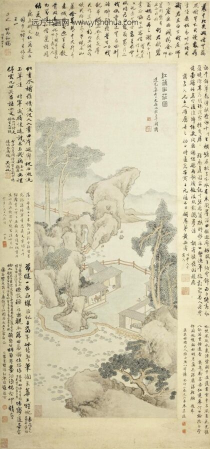 文鼎 红藕花庄图轴.jpg