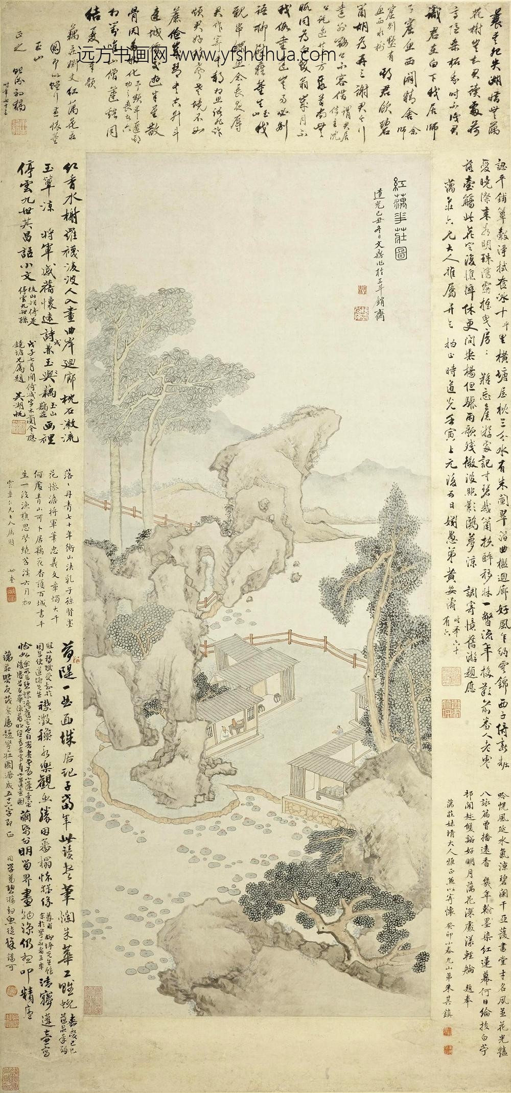 文鼎_红藕花庄图轴