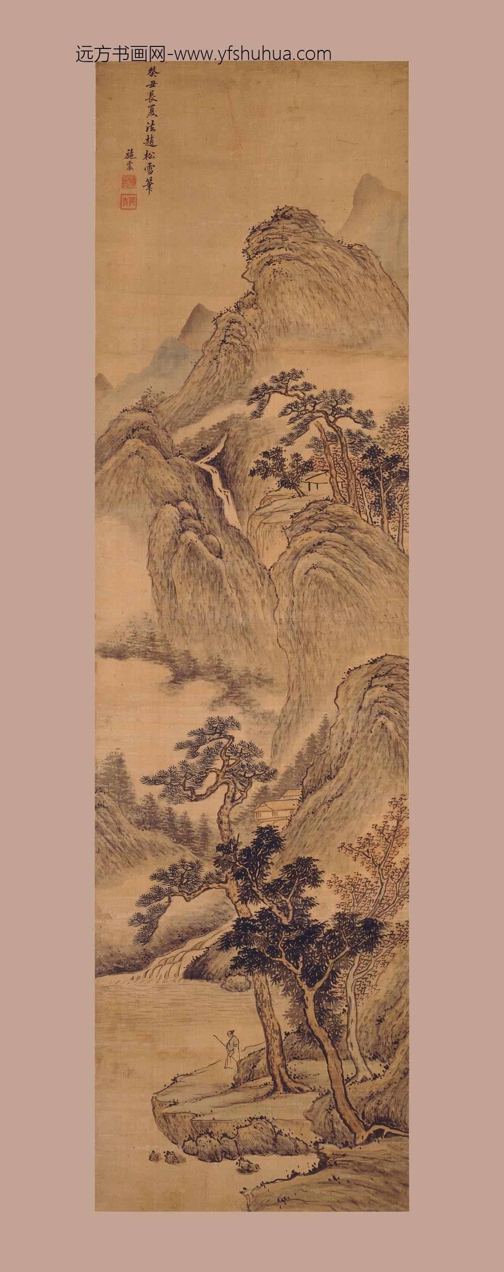 施震（施霖）_仿赵松雪山水图轴