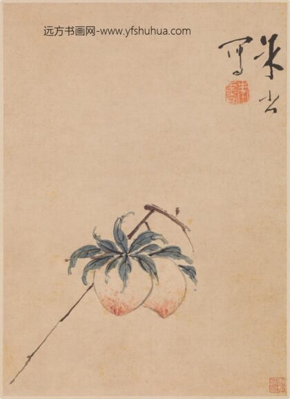 朱书 双桃图轴.jpg