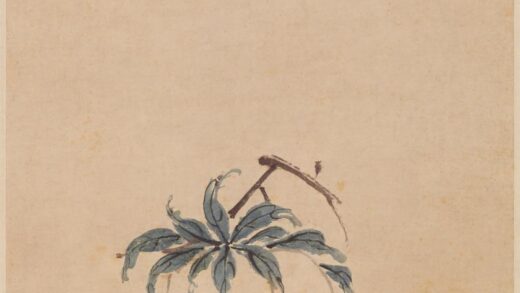 朱书 双桃图轴.jpg