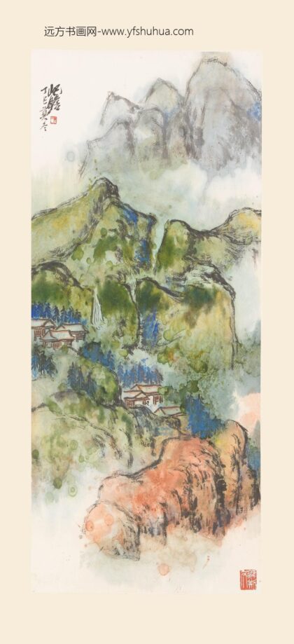 朱屺瞻 山村图轴.jpg