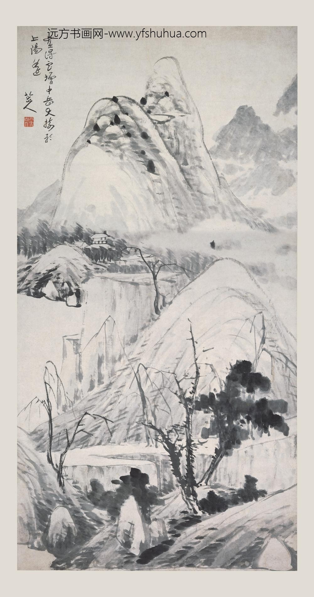 朱耷_中岳大树图轴