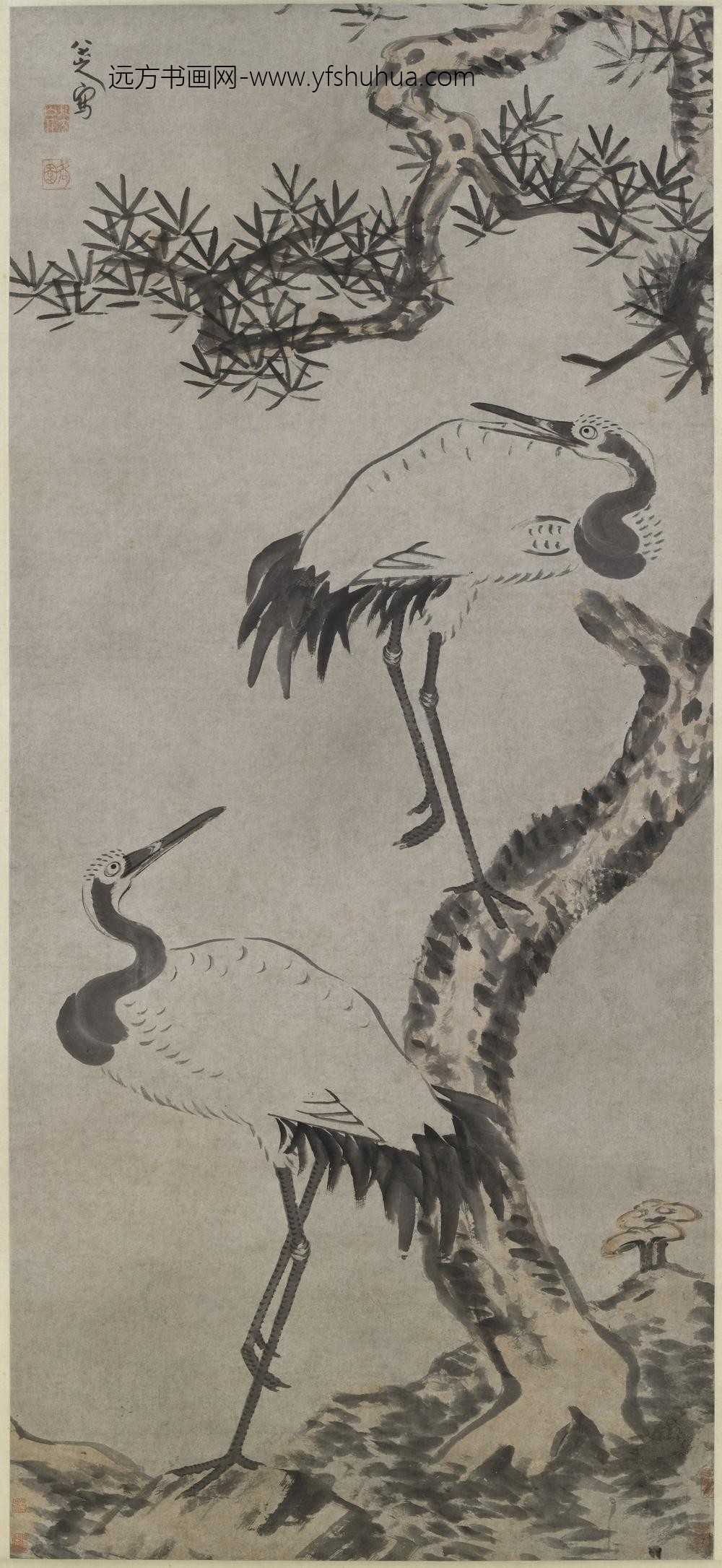 朱耷_松鹤图轴-