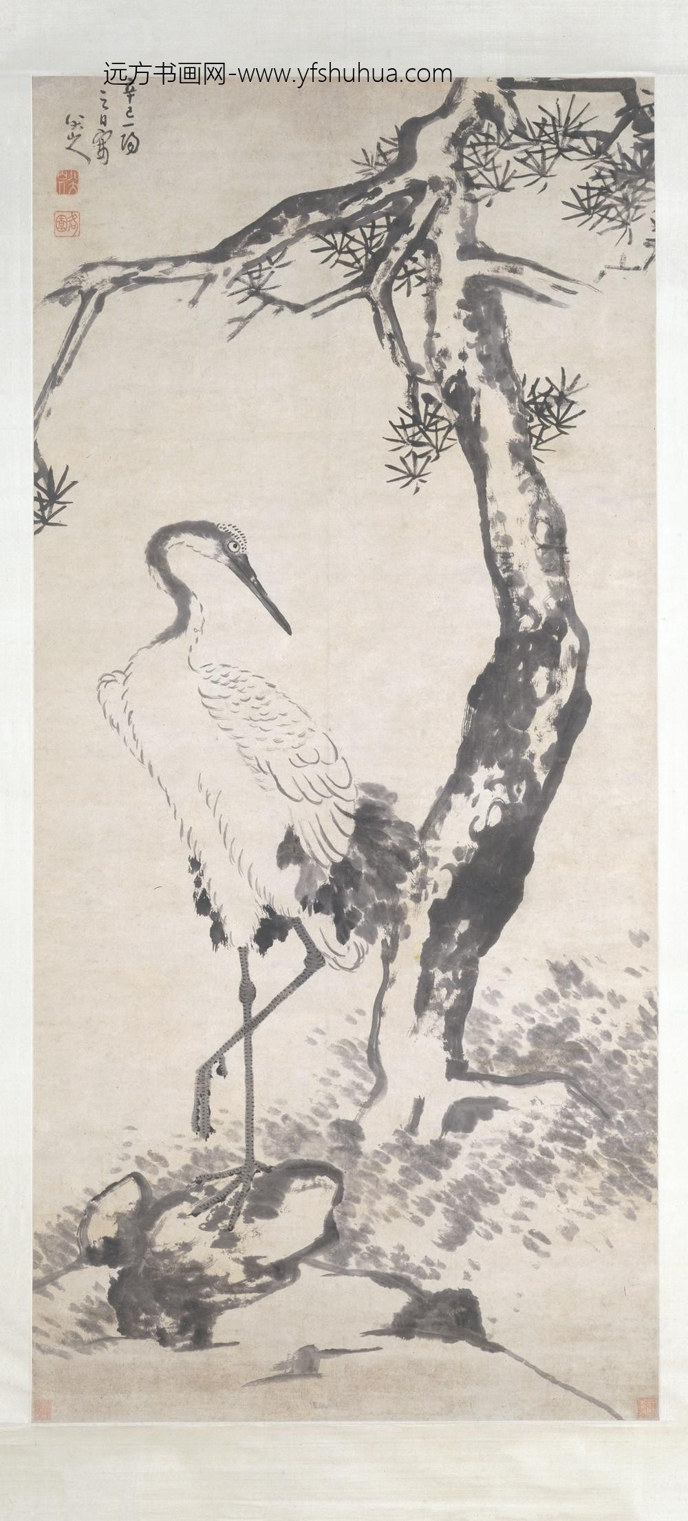 朱耷_松鹤图轴-