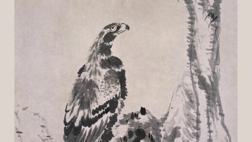 朱耷 空谷苍鹰图轴.jpg