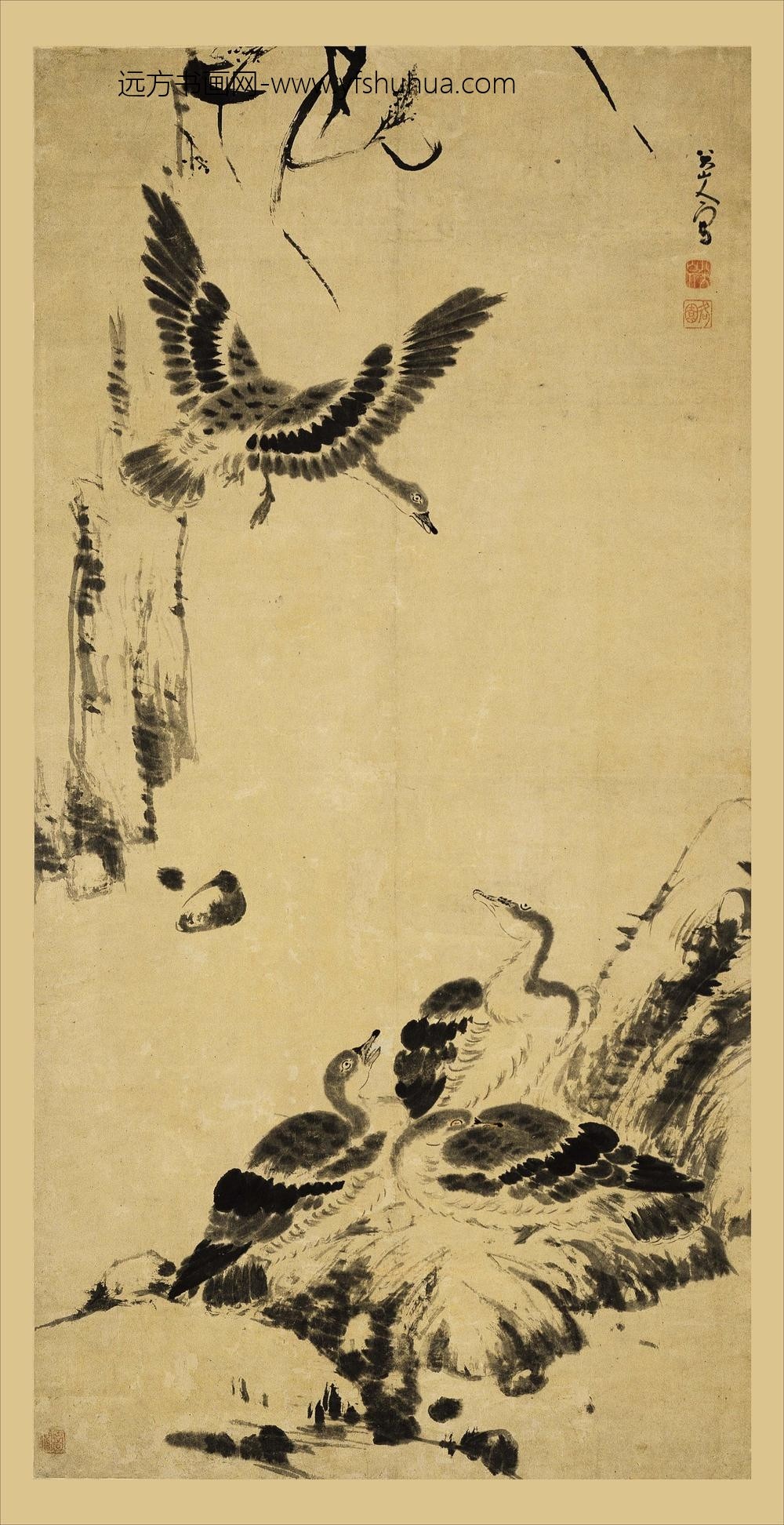 朱耷_芦雁图轴-