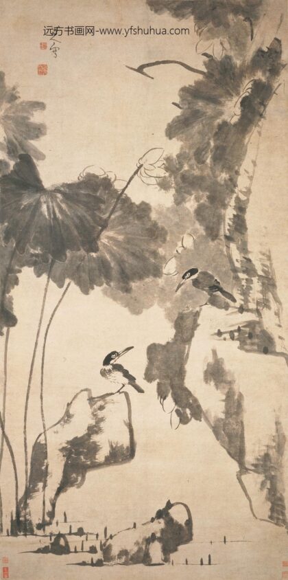 朱耷 荷花翠鸟图轴.jpg