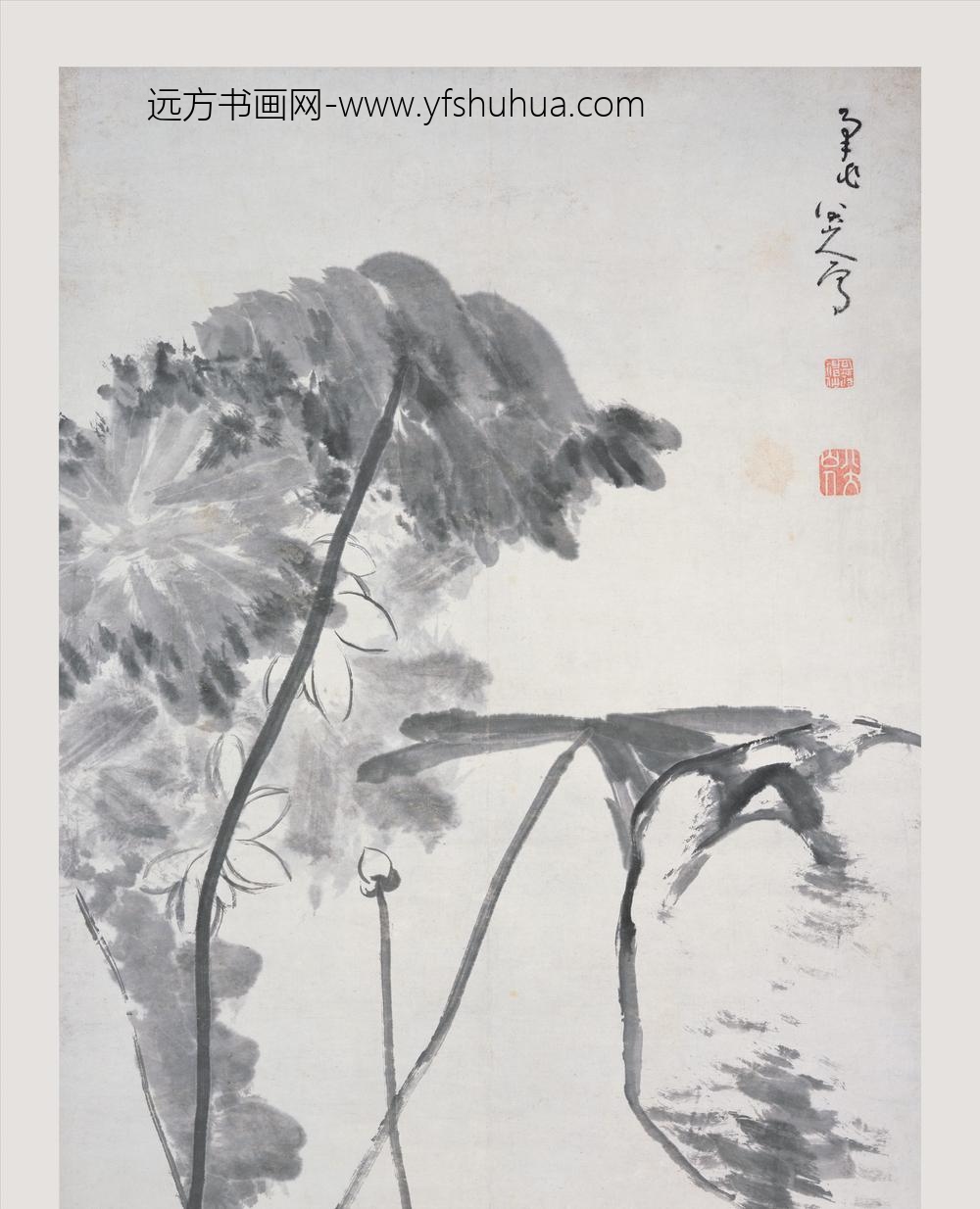 朱耷_荷鸭图轴-