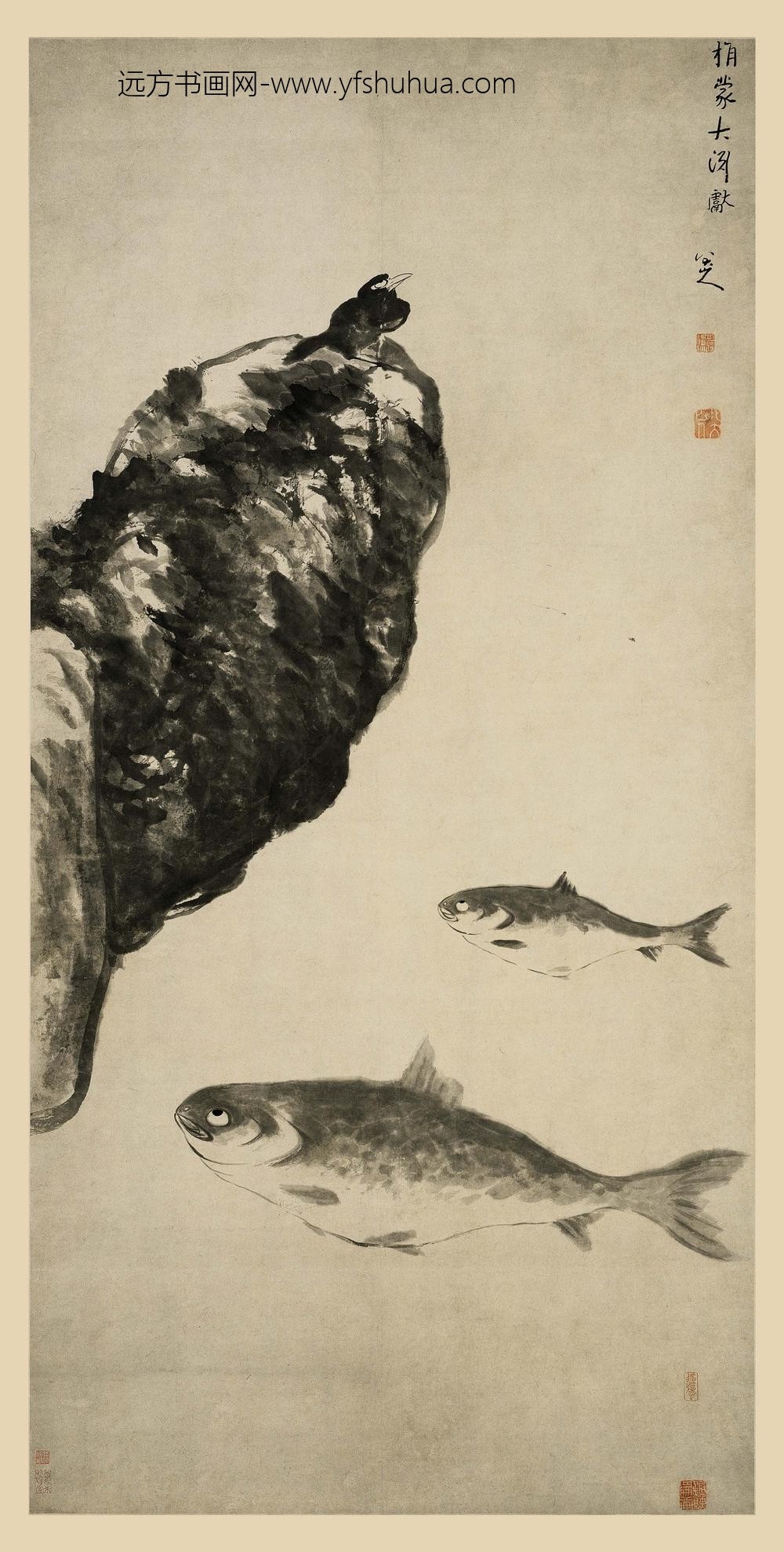 朱耷_鱼鸟图轴