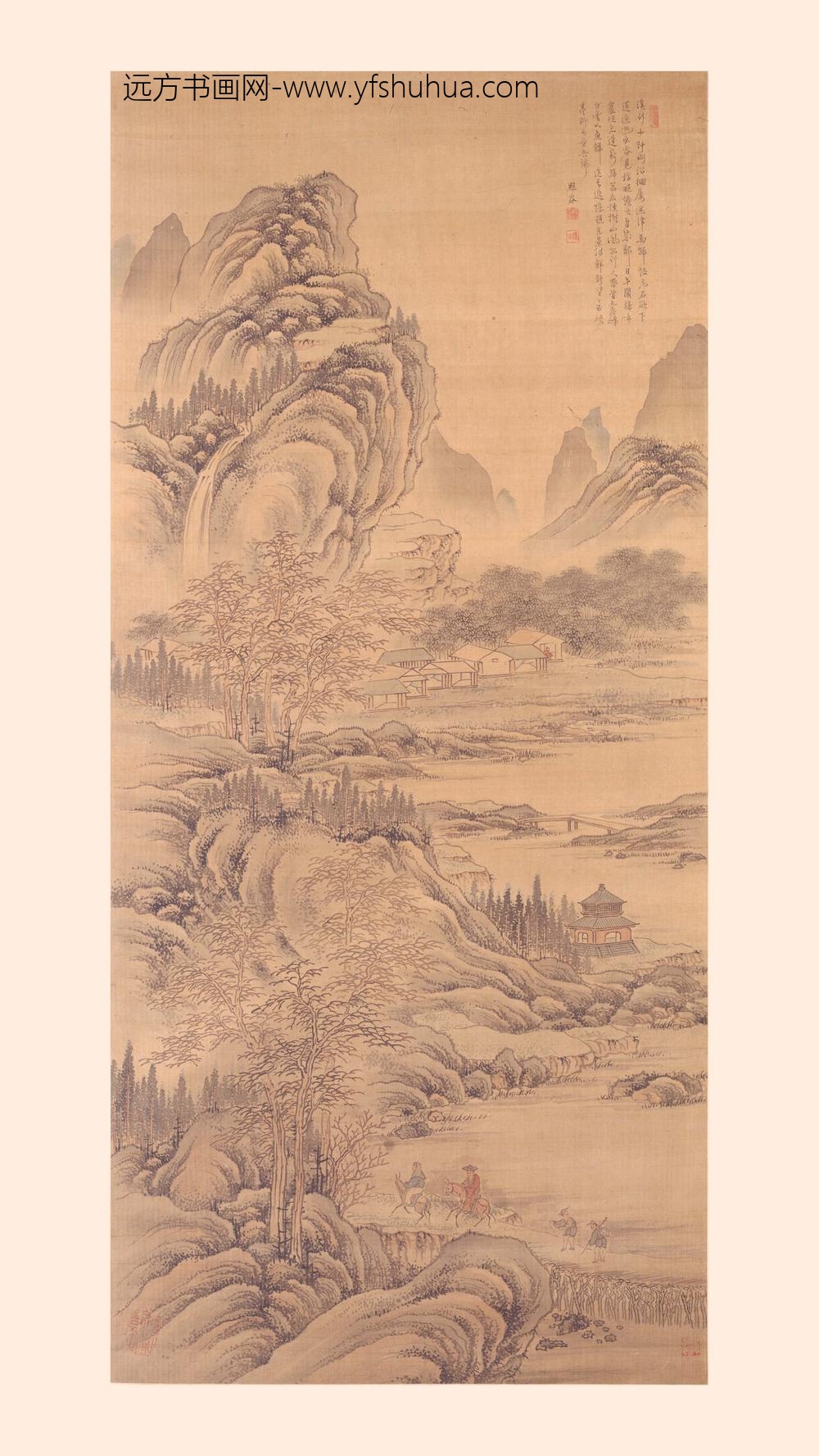 杨埰_溪山行旅图轴