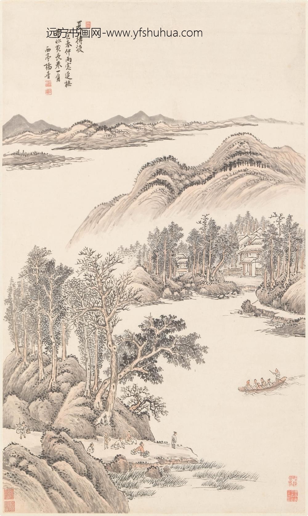 杨晋_摹董源夏江待渡图轴