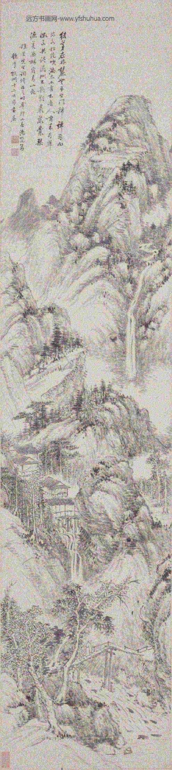 汤贻汾_水阁弹琴图轴