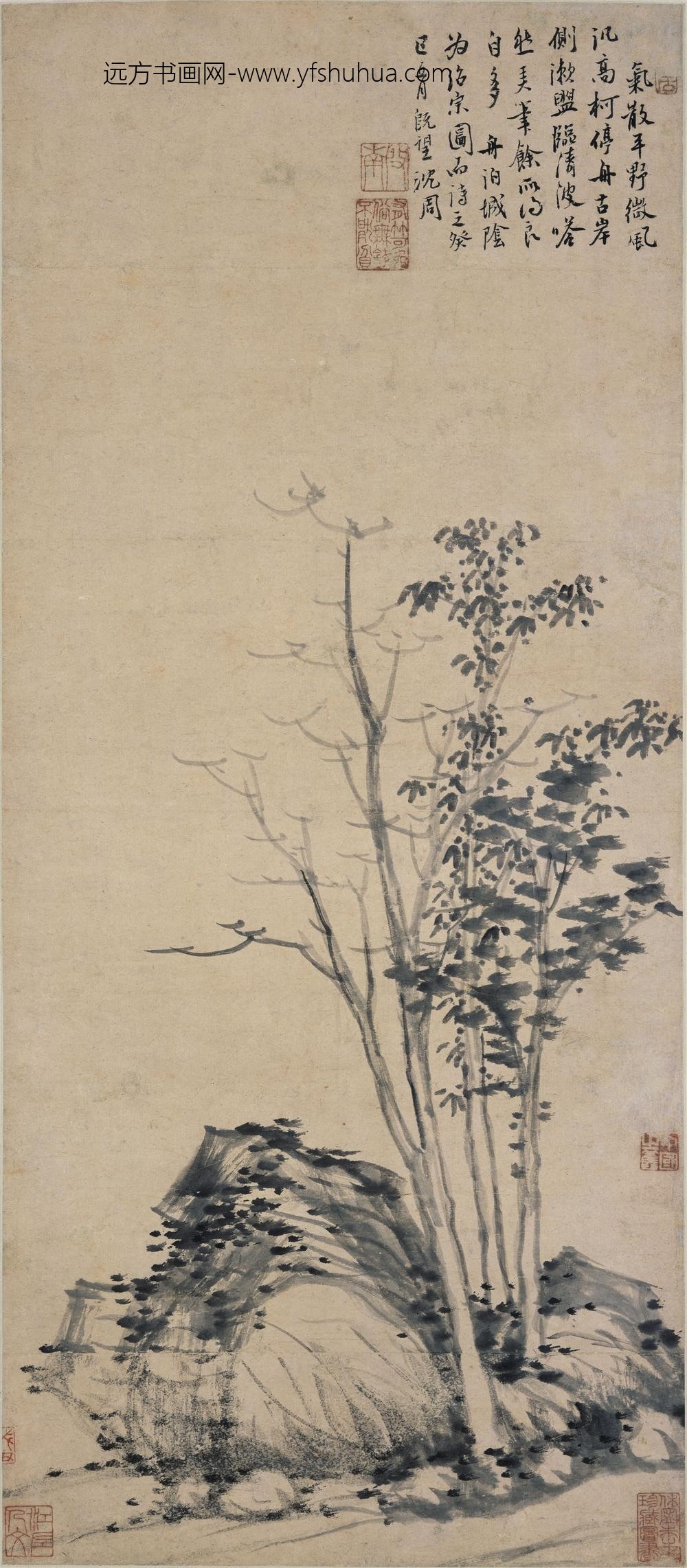 沈周_仿倪山水轴-