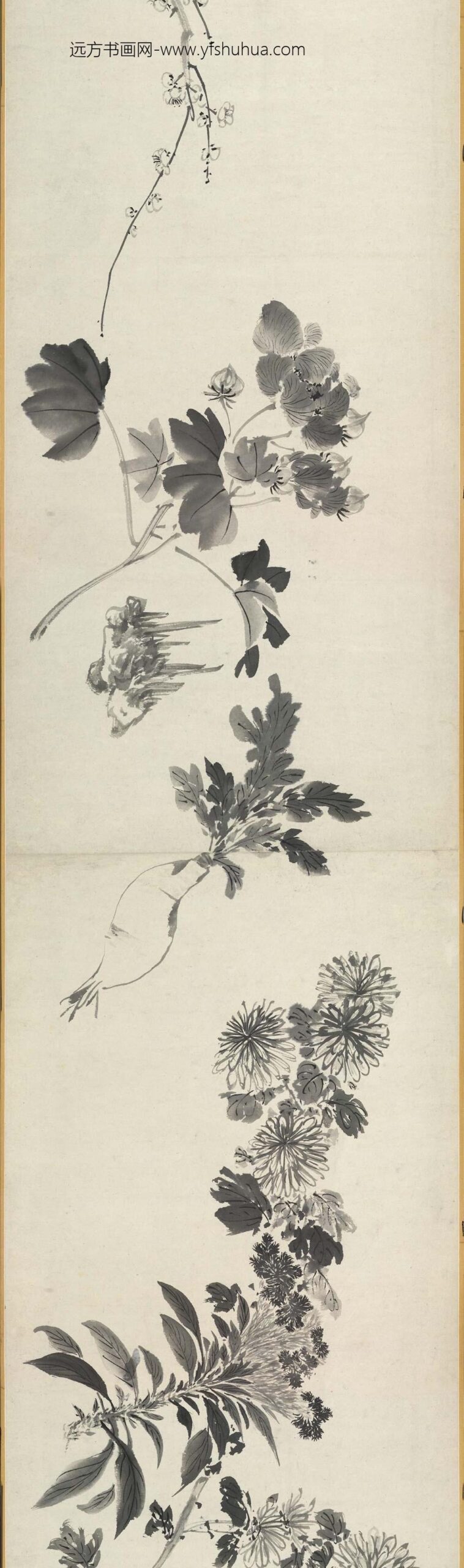 沈周_水墨花果卷_