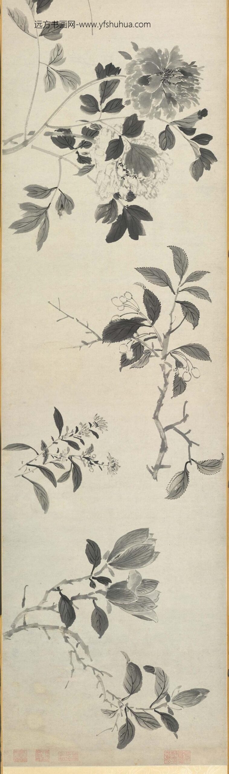 沈周_水墨花果卷_