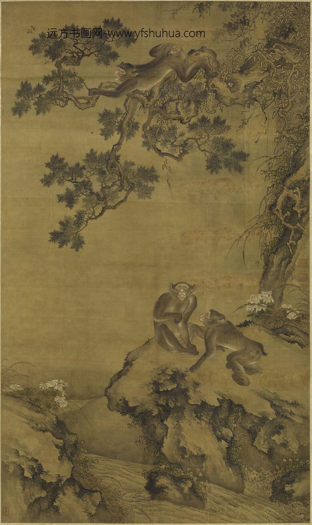 沈天骧驾千_蜂猴图轴