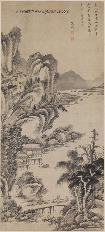 沈源 携琴访友图轴.jpg