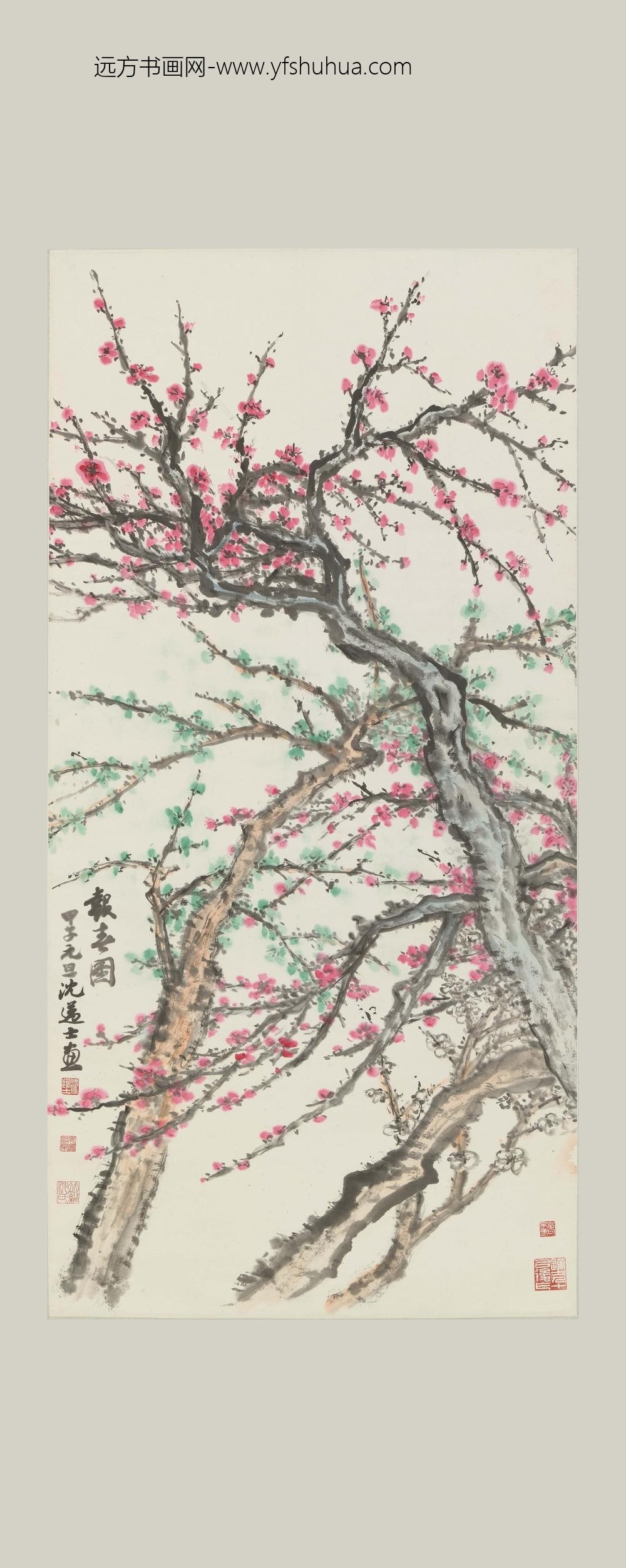 沈迈士_三色梅花图轴