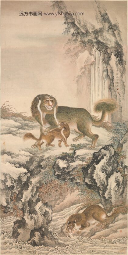 沈铨 三狮图轴.jpg