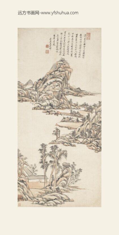 王原祁 仿倪黄山水轴.jpg