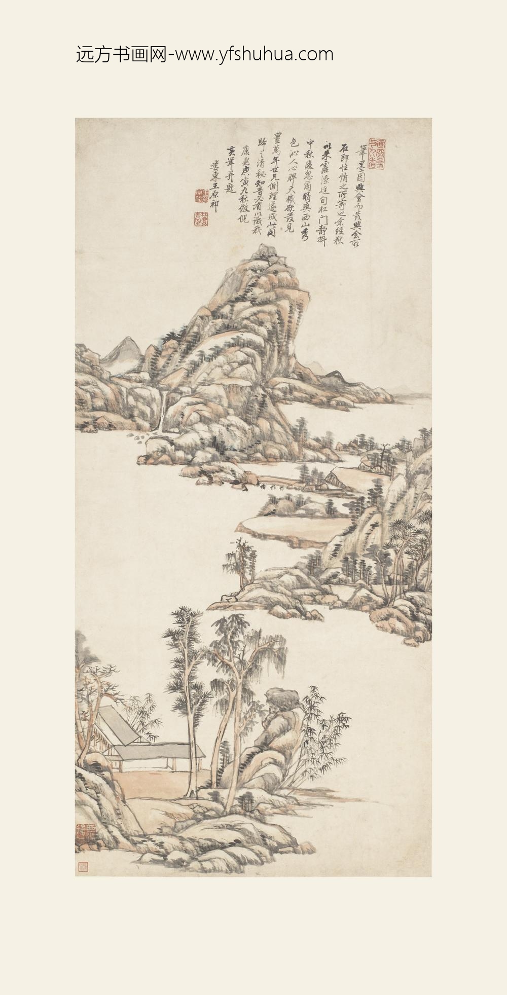 王原祁_仿倪黄山水轴