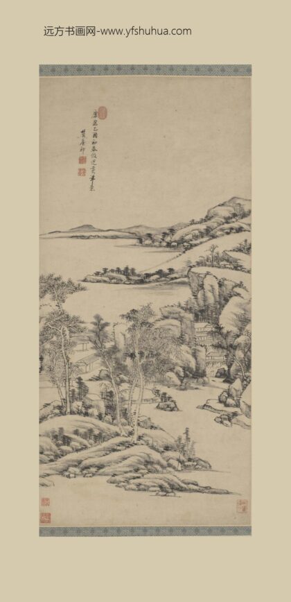 王原祁 仿倪黄笔意山水轴.jpg