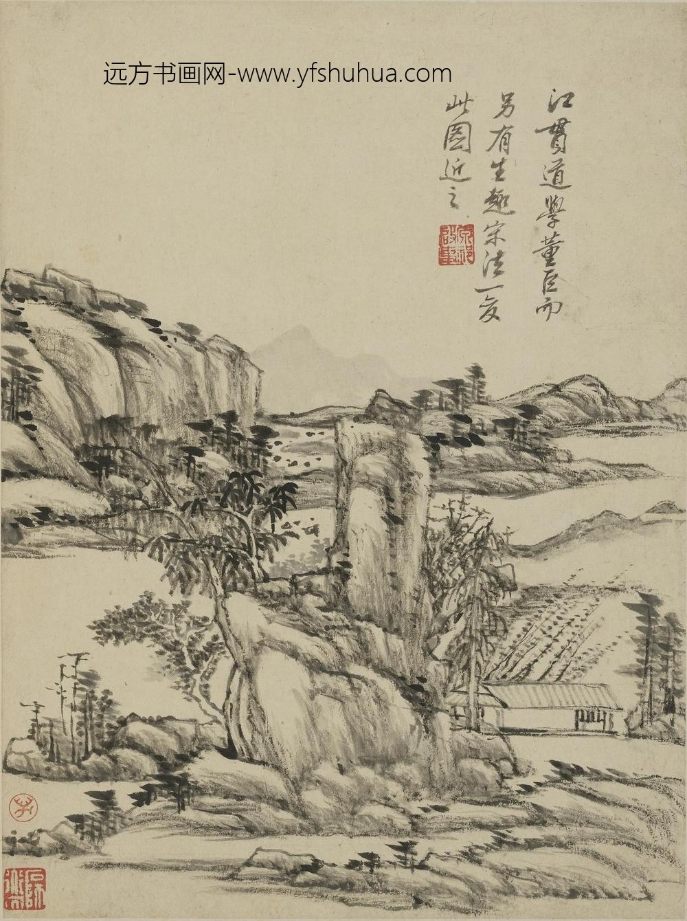 王原祁_仿古山水图册-_