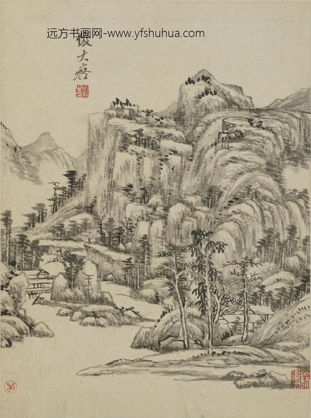 王原祁_仿古山水图册-_