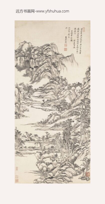 王原祁 仿大痴白石青溪图轴.jpg