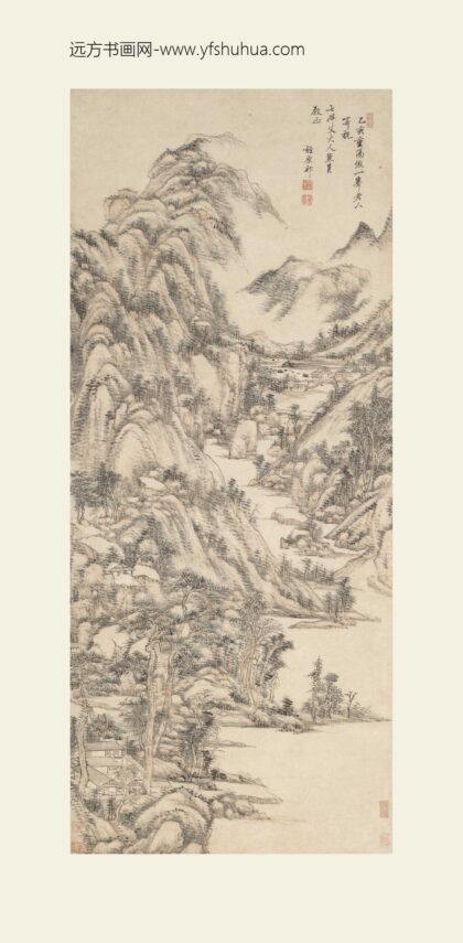 王原祁 仿子久设色山水轴.jpg